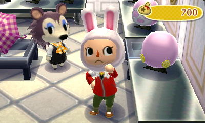 いおりのとび森日記　うさぎのかぶりものを入手したので、バニーの服に着替えてみた